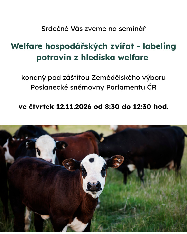 Pozvánka: Welfare hospodářských zvířat – labeling potravin z hlediska welfare 